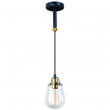 Vaxcel International P0232 - Kassidy 5-in Mini Pendant or Wall Light (Dual Mount) Black and Natural Brass