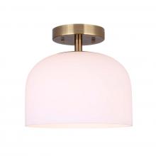 Canarm IFM1130A09GD - NOVALEE, IFM1130A09GD, 1 Lt Flush Mount, Flat Opal Glass, 100W Type A, 9.25" W x 9" H