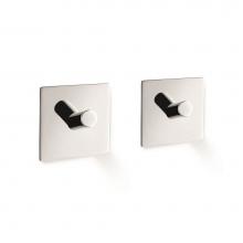 ICO Bath Z40331 - Duplo Towel Hook, Square, Self-Adhesive, Set of 2 - Chrome - 1.75'' x 1.75''