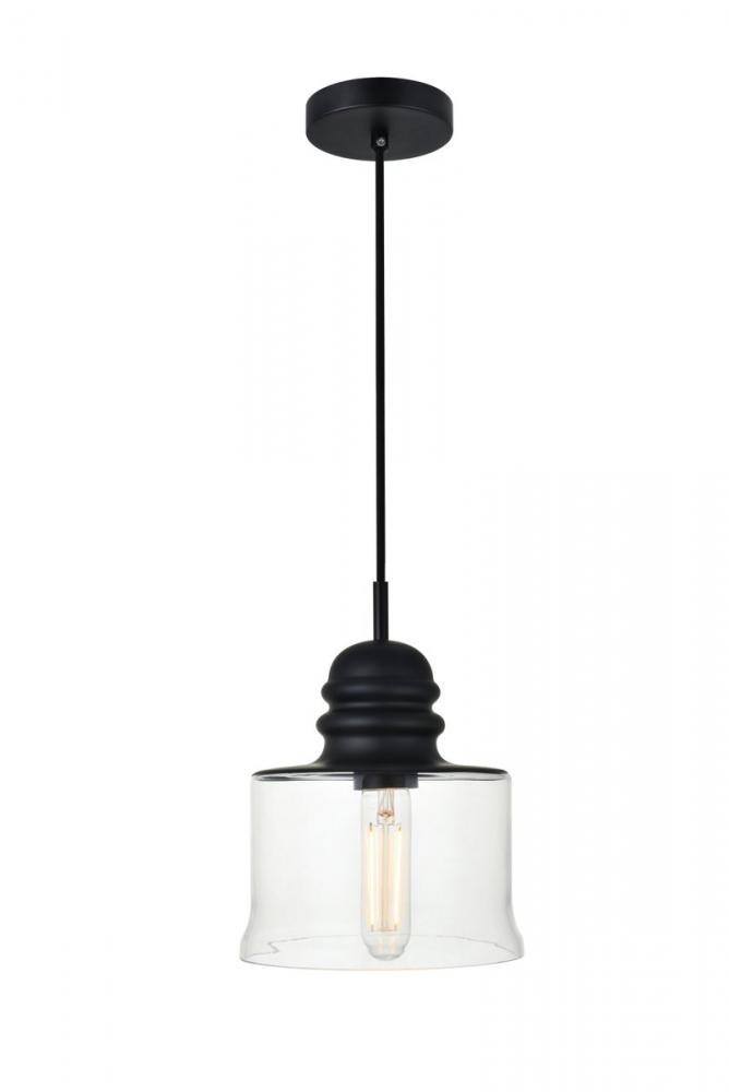 Kenna 1 Light Black Pendant with Clear Glass