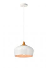 Elegant LDPD2004 - Nora Collection Pendant D11.5in H9in Lt:1 Frosted White And Natural Wood Finish