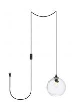 Elegant LDPG2281 - Cashel 1 Light Black and Clear Glass Plug-in Pendant