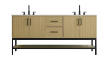 Elegant VF60772DMHB - 72 inch Double Bathroom Vanity in Honey Brown