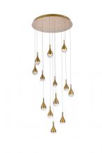 Elegant 3813D30SG - Amherst 30 Inch LED Chandelier in Satin Gold