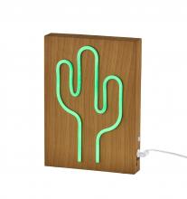 AFJ - Adesso SL3721-12 - Wood Framed Neon Cactus Table/Wall Lamp