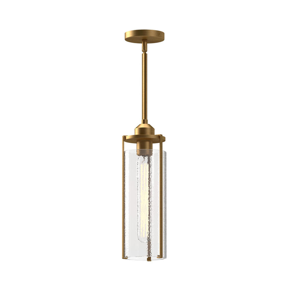Belmont 7-in Aged Gold/Clear Water Glass 3 Lights Pendant