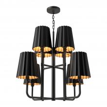 Alora Lighting CH528830MB - Plisse 30-in Matte Black 8 Lights Chandeliers