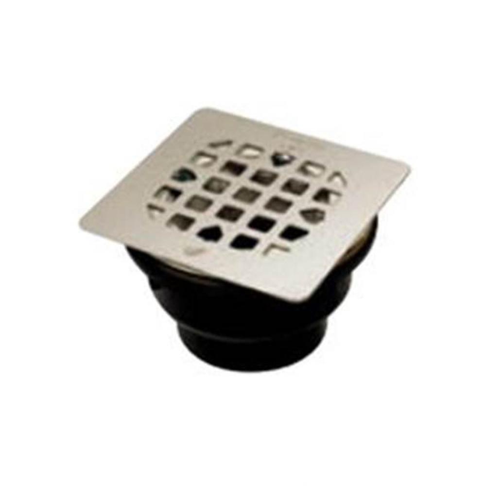 Chrome Xfr Floor Drain - Square Grill