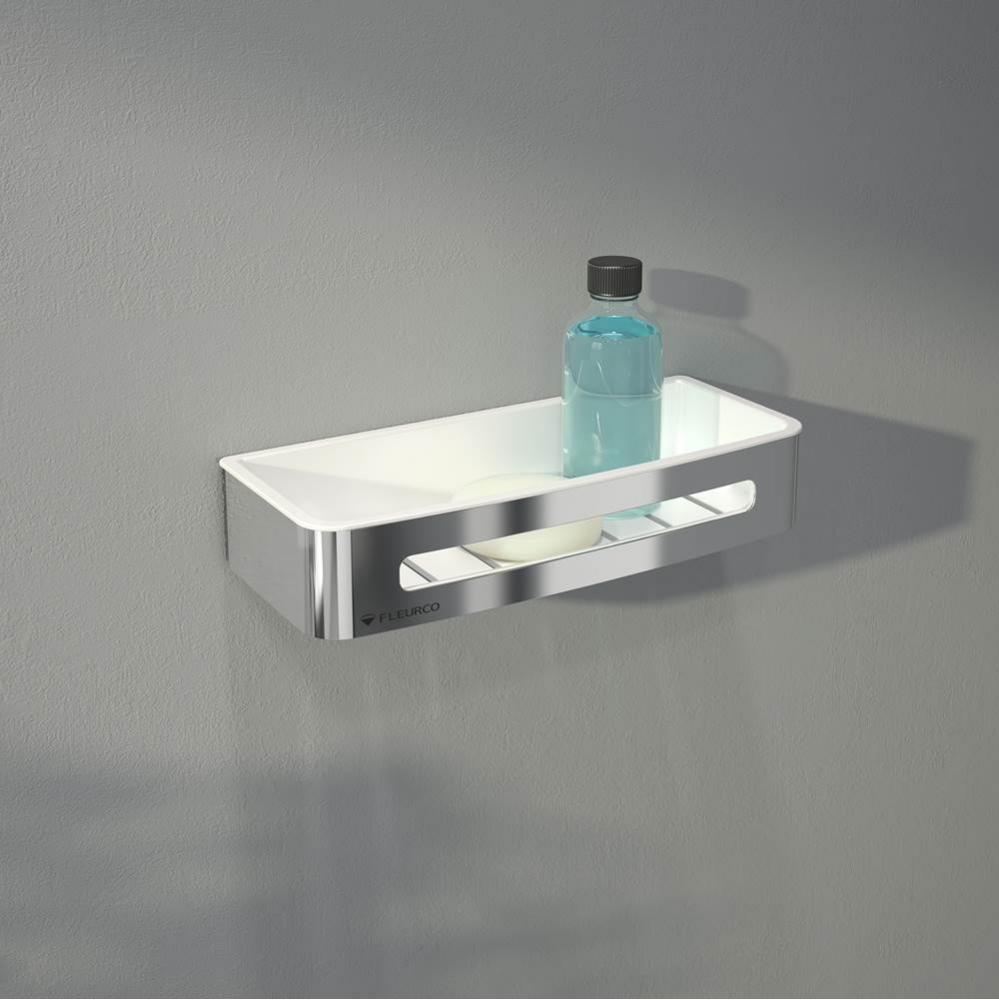 AURORA SHOWER SHELF/14x5''/WHT/CHR