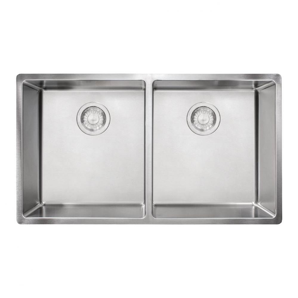 Cube 31.5-in. x 17.7-in. 18 Gauge Stainless Steel Undermount Double Bowl Kitchen Sink - CUX120-CA