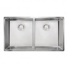 Franke Residential Canada CUX120-CA - Cube 31.5-in. x 17.7-in. 18 Gauge Stainless Steel Undermount Double Bowl Kitchen Sink - CUX120-CA