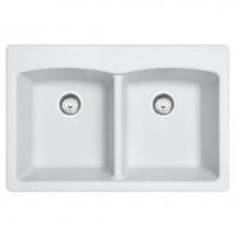 Franke Residential Canada EDPW33229-1-CA - Franke Ellipse 33.0-in. x 22.0-in. Fragranite Dual Mount Double Bowl Kitchen Sink in Polar White
