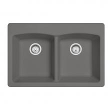 Franke Residential Canada EDSG33229-1-CA - Ellipse 33.0-in. x 22.0-in. Stone Grey Granite Dual Mount Double Bowl Kitchen Sink - EDSG33229-1-C