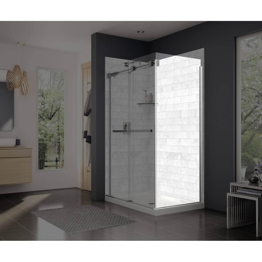 Return Panel 31-31.75 in. x 74 in. with Clear Glass in Chrome