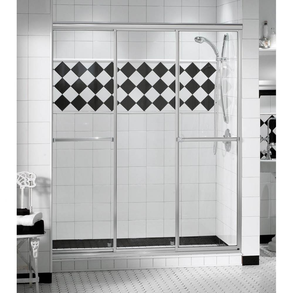 Triple Plus 52.5-54.5 in. x 66 in. Bypass Alcove Shower Door with Raindrop Glass in Chrome