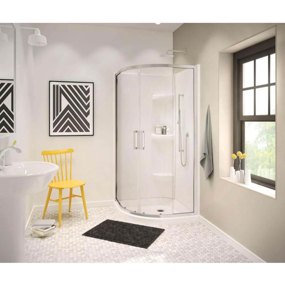 NR 36.125 in. x 36.125 in. x 4.125 in. Neo-Round Corner Shower Base with Center Drain in White