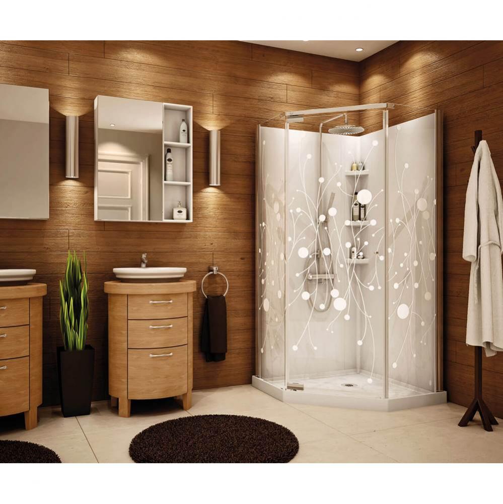 Lobelia 36 in. x 36 in. x 72 in. Neo-Angle Shower Kit with Center Drain in White with Centre Silk