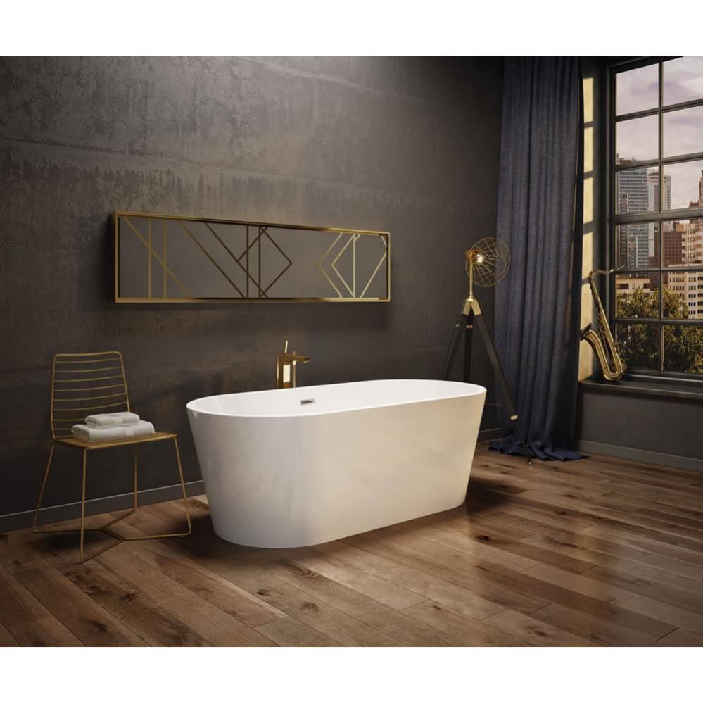 Louie 66.875 in. x 31.25 in. Freestanding Bathtub with Center Drain in White