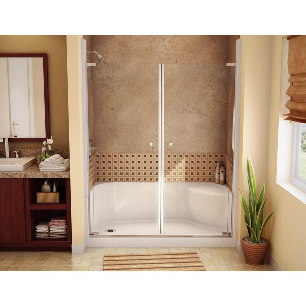 KDS 59.75 in. x 33.5 in. x 80.125 in. 4-piece Shower with Right Seat, Left Drain in Bone