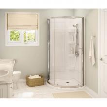 Maax Canada 300001-000-001-101 - Cyrene 34 in. x 34 in. x 76 in. Round Shower Kit with Center Drain in White with Mistelite Glass a
