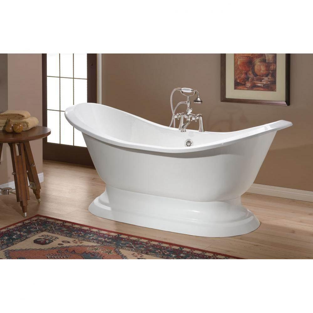 REGENCY Cast Iron Bathtub with Pedestal Base and Faucet Holes