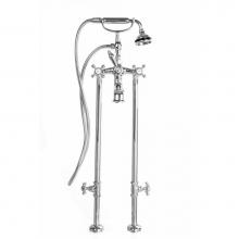 Cheviot Products Canada 5117/3970-BK - 5100 SERIES Free-Standing Tub Filler with Stop Valves - Cross Handles - Metal Accents