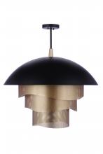 Craftmade P1011FBMG-LED - 31.25â€ Dia Sculptural Statement Dome Pendant w/ Perforated Metal Shades in Flat Black/Matte Gold